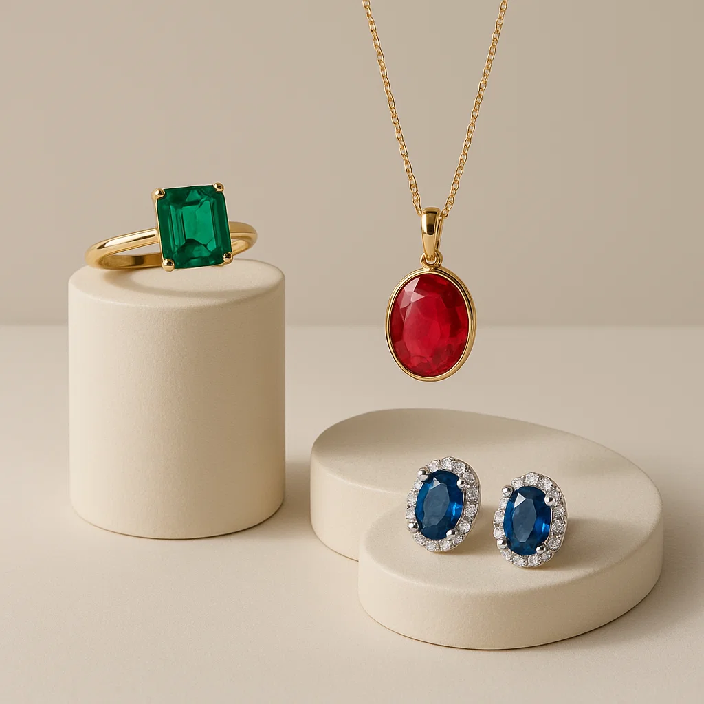 Elegant gemstone jewelry display
