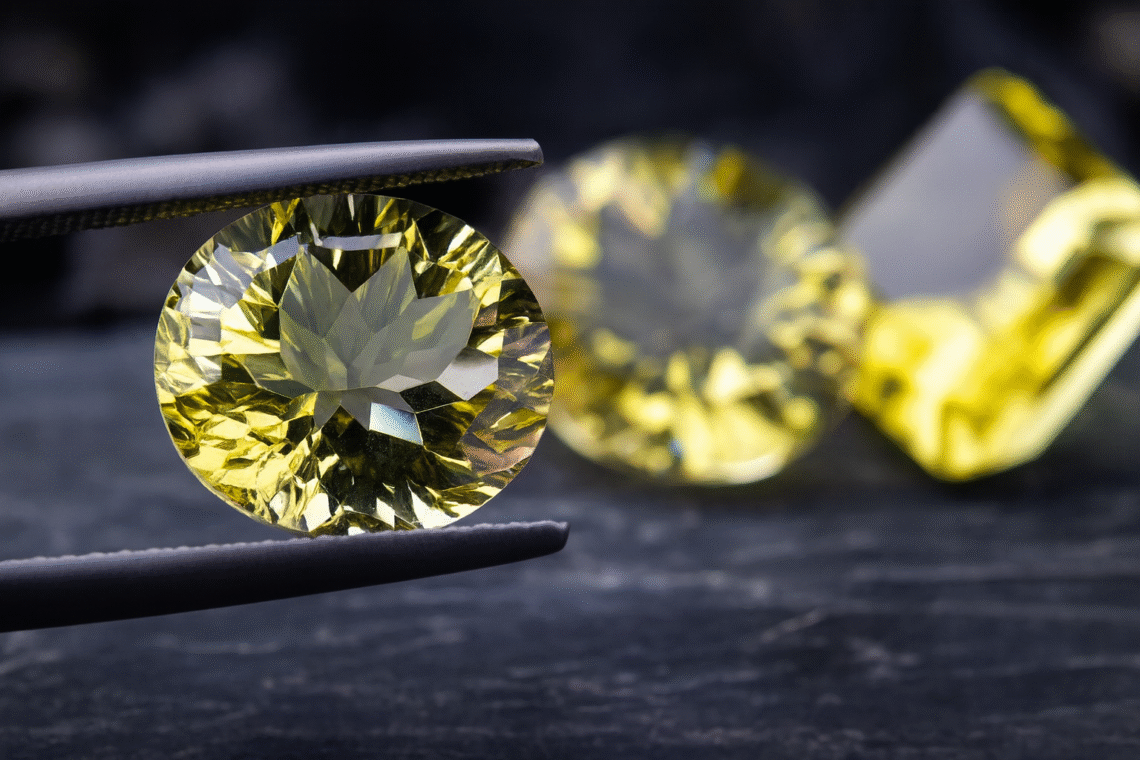 Brilliant yellow gemstone close-up