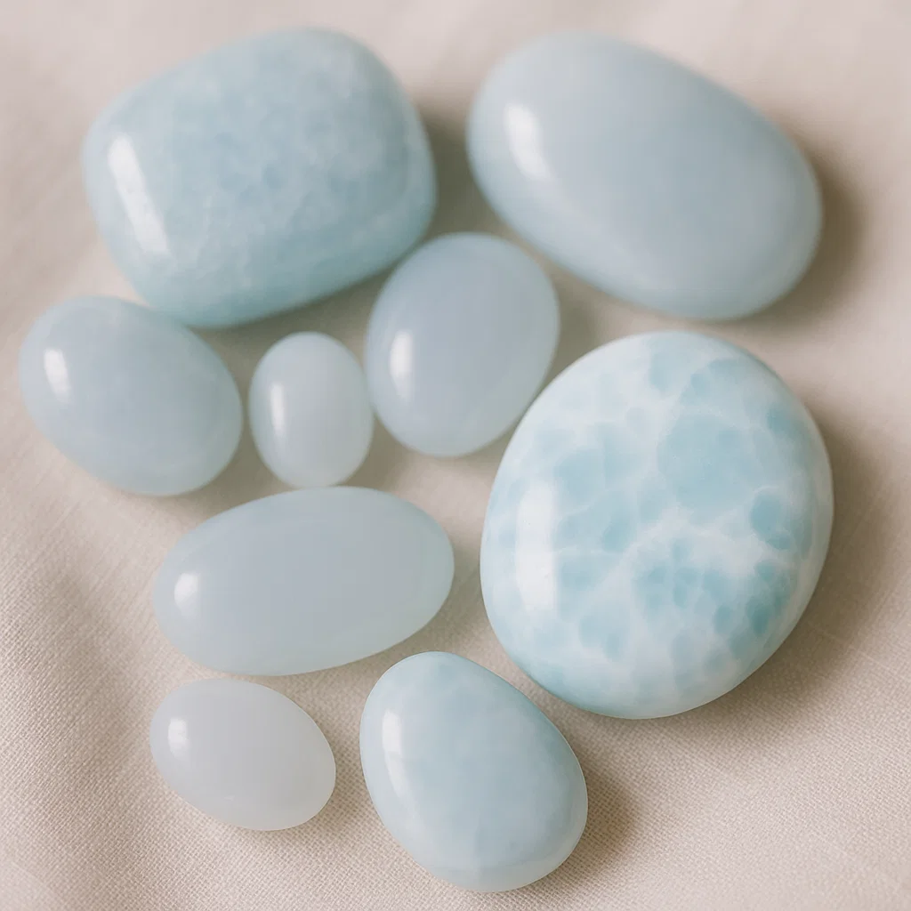 Light blue gemstones close-up