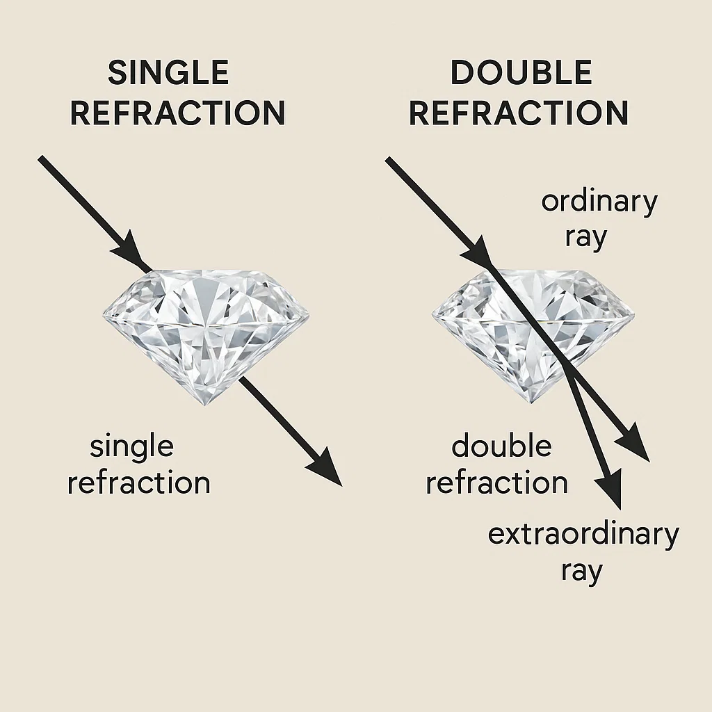 Single and double refraction diagram