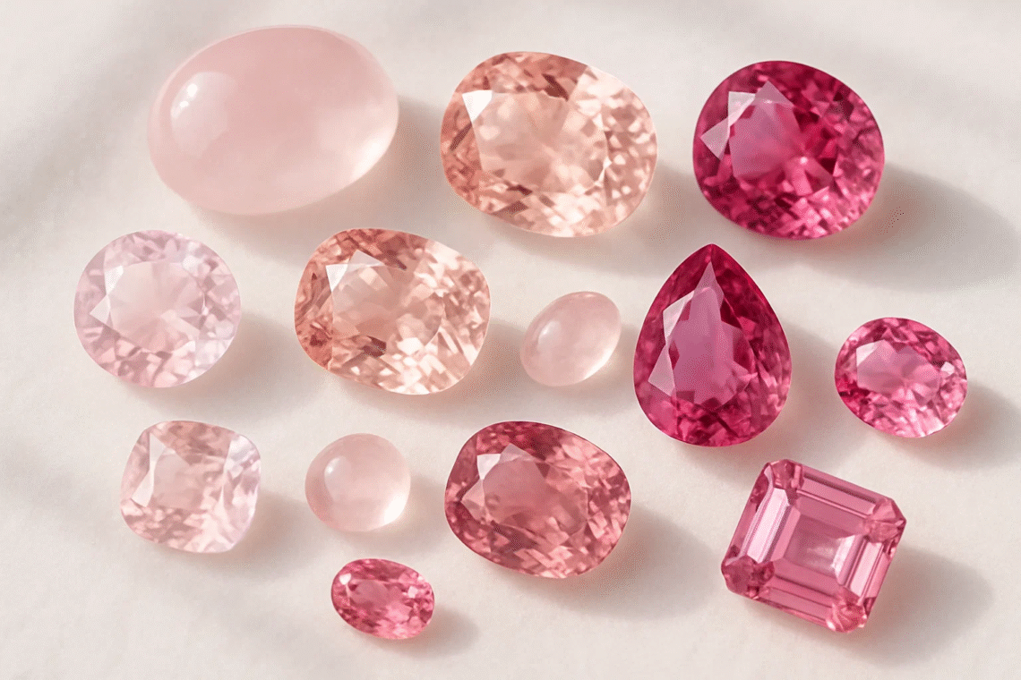 Pink gemstones collection
