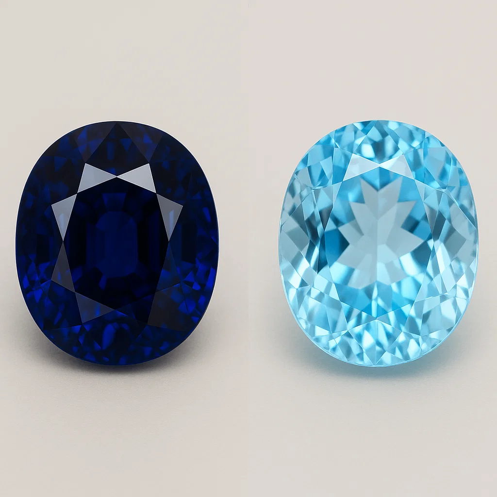 Sapphire and blue topaz comparison