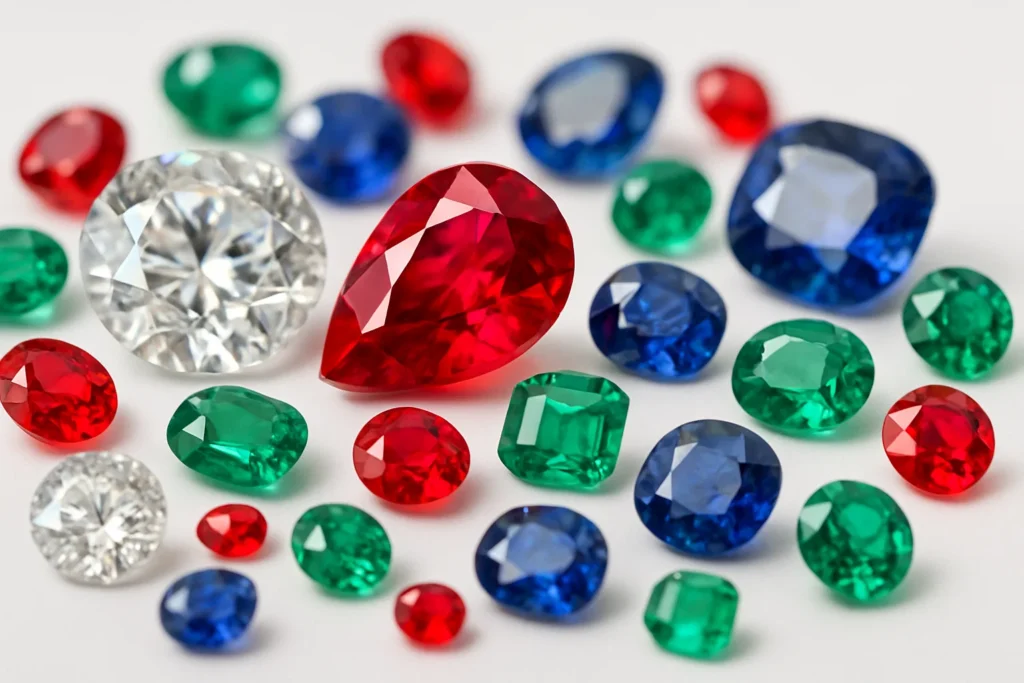 Precious gemstone collection display