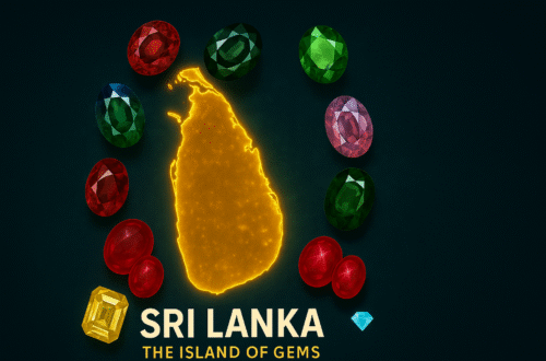 Sri Lanka glowing gemstone map