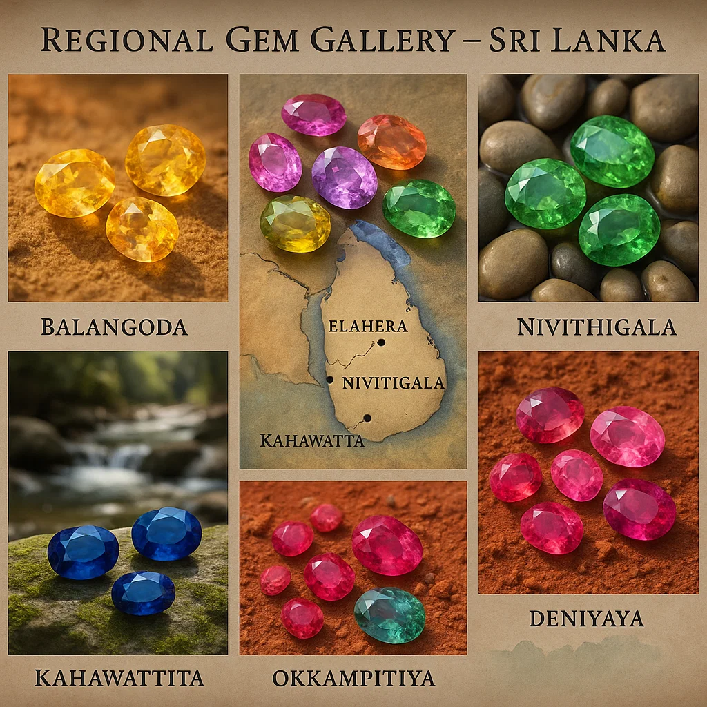 Sri Lanka regional gemstones map