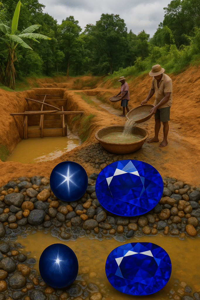 Gem miners in Ratnapura Sri Lanka