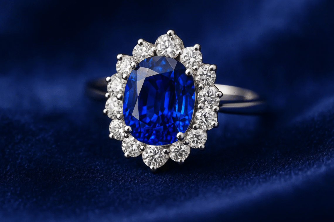 Royal Blue Sapphire engagement ring