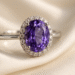 Oval purple sapphire engagement ring