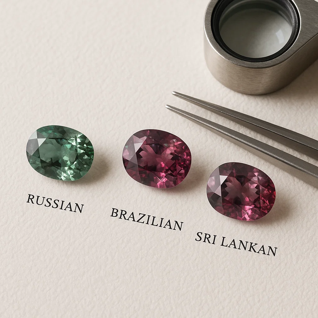 Alexandrite gemstone halo diamond ring