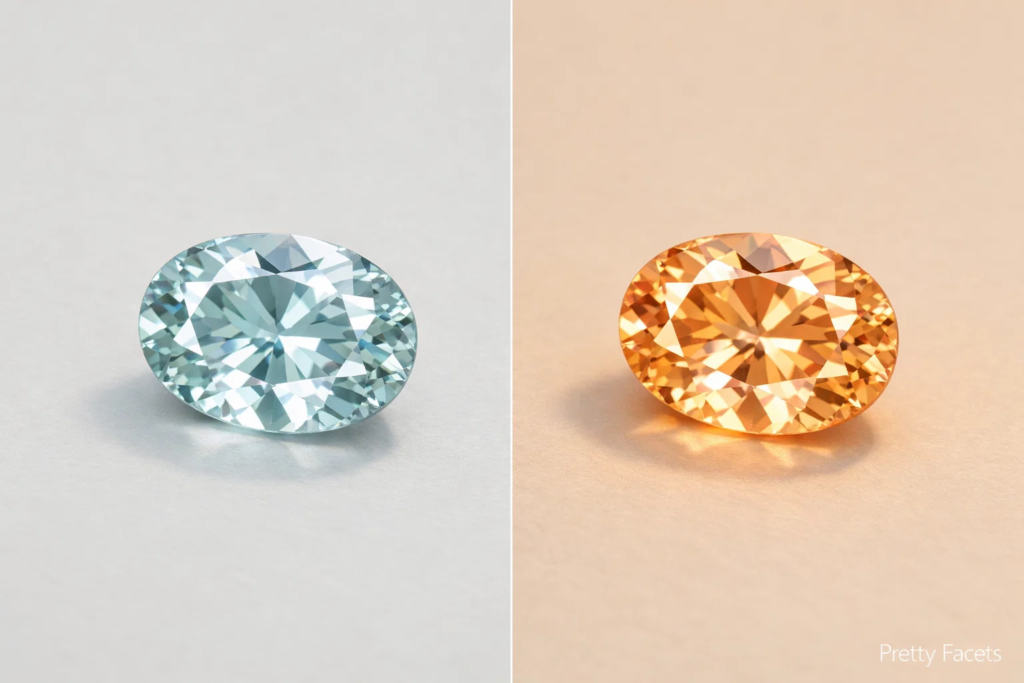 Gemstone color under different lighting