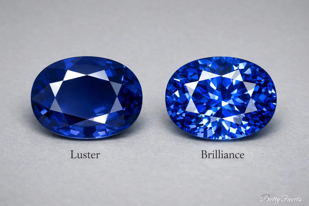 Gemstone luster vs brilliance comparison